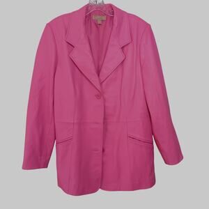 EUC Nordstrom XL Lambskin Orchid/Pink Botton Up Blazer